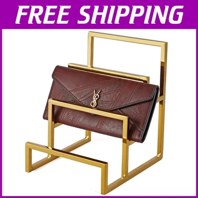 Golden Wallet Display Rack - 3-Layer Clutch Holder - Image 1 of 4