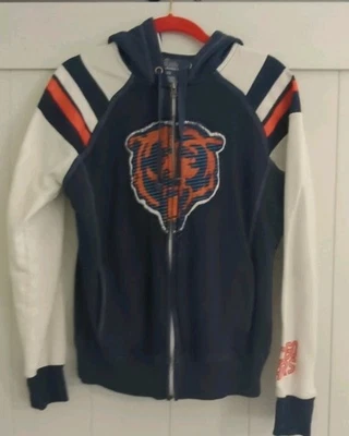 NFL Chicago Bears Majestic Logo Manga Larga Azul/Blanco Cremallera Sudadera con Capucha Para Mujer MEDIANA Foto 1 de 4