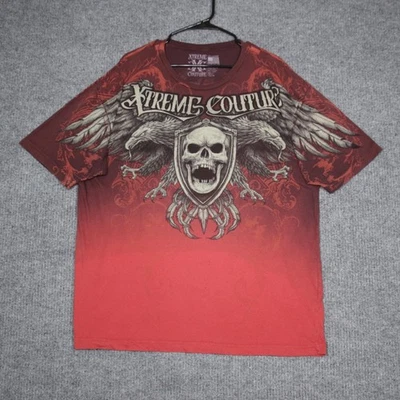 Camiseta Xtreme Couture Para Hombres 2XL Calavera Águila Gráfica Roja Ombre Y2K Grunge Foto 1 de 4