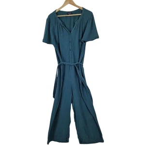 WYSE London Womens Jumpsuit Size 6 UK 20 Cheesecloth Petrol Naomi Double Gauze - Picture 1 of 13