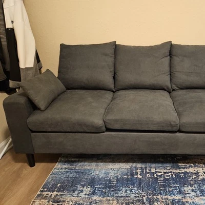 L Shaped Couch Reversible Sectional Fabric Sofa Set Convertible Sofa Living Room - Image 1 of 4