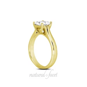 3.15ct G/VS1 Princess Natural Diamond Yellow Gold Solitaire Engagement Ring - Picture 1 of 3