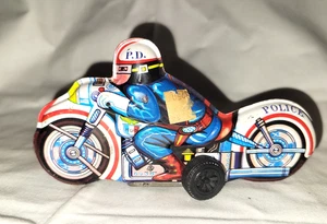 POLIZEI P.D. MOTORRAD BLECH LITHO REIBUNGS SPIELZEUG METALL - VINTAGE FUNKTIONIERT NICHT A - Bild 1 von 5