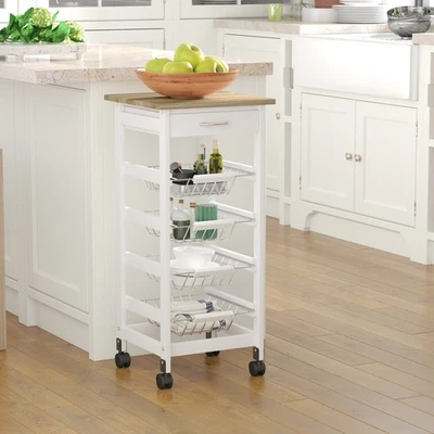 Indoor Moving Kitchen Island w/ Ample Storage Space & Solid Structure, White - Image 1 of 4