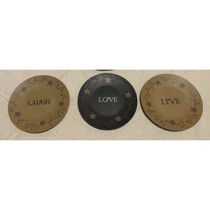 3er Set Barbara Lloyd Primitive Deko Teller Lachen - Liebe - Live Farmhouse - Bild 1 von 8