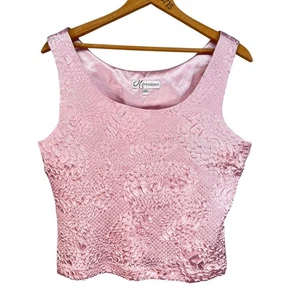 Dressbarn Women's Pink Y2K Retro Textured Sleeveless Cropped Tank Top  Size 12 - Picture 1 of 5