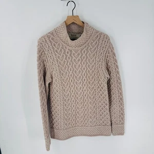 Suéter Aran Mercado Super Suave Cuello Polo Suéter Avena Lana Merino Talla L - Imagen 1 de 8