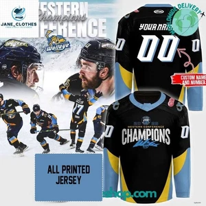 Personalisiertes Toledo Zander Western Conference Champions 2025 Hockey Shirt Geschenk - Bild 1 von 4