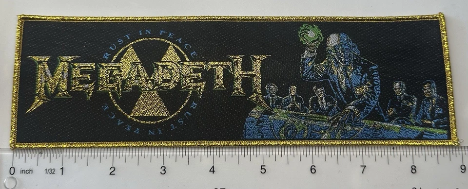 megadeth rust in peace Metallic Gold Border Strip Woven Patch  - Image 1 of 1