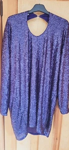 Classy ladies dress, purple, sequined size xl size 20 H&M fully lined - Picture 1 of 6