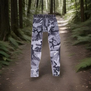 Nike Pro Tights Men M Medium Hypercool Camo Running Hiking Football BBall Fitted - Picture 1 of 11