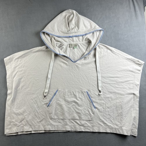 OFF WHITE Poncho Anthropologie Saturday Sunday M L panna felpa con cappuccio pesante accogliente maglia avvolgente