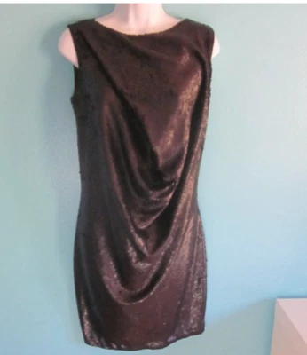 Mini Vestido Plein Sud Mujer Talla M 6-8 Negro Lentejuelas Vaina Drapeado Italiano Talla 44 Foto 1 de 4