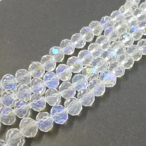 Glasperlen facettiert geschliffen Rondell 8x6 mm klar irisierend 65 Perlen N043 - Bild 1 von 13