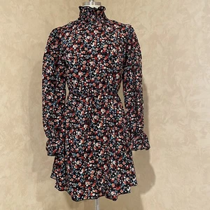 Floerns Dress LS Ruffle High Neck Floral Print No Iron Light Mini Sz S - Picture 1 of 9