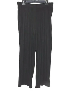 NEW BOBEAU Plus Size 2X Wide Leg Pants Black Elastic Waist Soft Ribbed Pull On - Picture 1 of 5