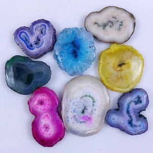 Lote de 8 piedras preciosas cabujón de seda de cuarzo solar natural de 501 quilates 46x36 30x24 mm #1686 - Imagen 1 de 5