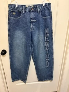 Jeans vintage 212 NYC uomo 36X30 larghi grunge skater Y2K anni 90 blu scuro hip hop - Foto 1 di 2