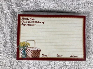 LONGABERGER RETIRED Large 4 X 6 Picnic Basket & Daisies Recipe Cards - Set 50 - Picture 1 of 4