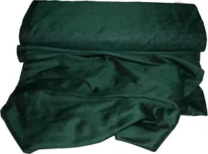 100% Pure Dupioni Silk Indian Hand Loomed Fabric Selling by Yard Dark Green - Picture 1 of 3