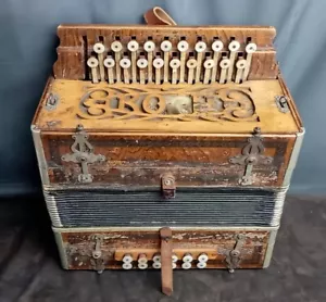 Acordeón Koch | Instrumento musical de madera antiguo raro de colección difícil de encontrar | ver descripción - Imagen 1 de 19