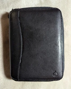 Vintage Franklin Covey 6 Ringe schwarz feines Haar weiches Leder Reißverschluss Planer 8x6 - Bild 1 von 5