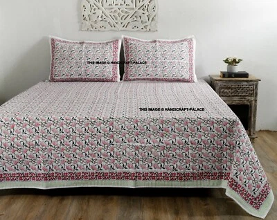 Indische Handblockdruck Steppbett Decken Quilt Queen Size Überwurf Set - Bild 1 von 4