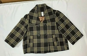 Aqua Warm Jacket Coat Medium Brown Plaid - Picture 1 of 4