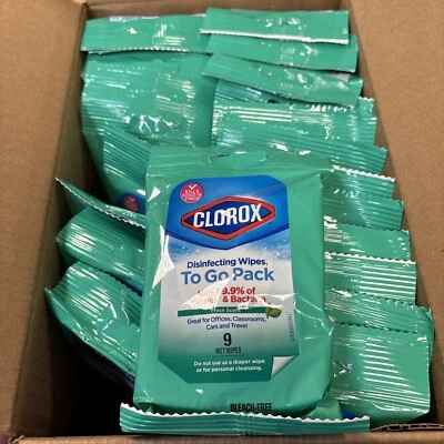 24 PACK Cleaning Wipe TO GO PACK Travel Pack Fresh Scent With 9 Wipes 216 TOTAL - Image 1 of 3