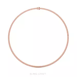 Juego milagroso collar tenis moissanita real redondo de 1,93 quilates chapado en oro de 14 k - Imagen 1 de 18