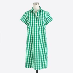 J. Crew Gingham Plaid Cotton Polo Shirt Dress Womens Medium
