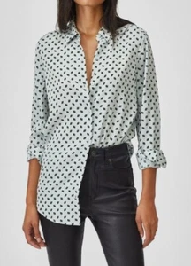 NWT $US280 EQUIPMENT FEMME long sleeve hi lo Rhombus shirt top / sz S - Picture 1 of 10