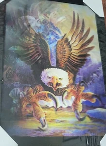 Framed 3D Changing Picture Eagle with Claws/Jungle Life - Picture 1 of 2