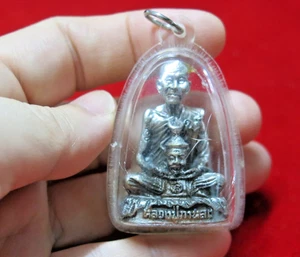 Estatua de Plata 2do Lote Antigua Deidad Khmer LP Kalong Wat Khao Laem Amuleto Tailandés - Imagen 1 de 6