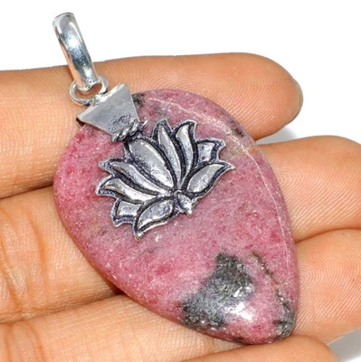 Cap Rhodonite 925 Silver Plated Handmade Pendant 2.2" Stylish Jewelry GW - Image 1 of 3
