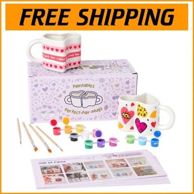 Kit de pintura taza corazón único para parejas - Actividad de unión con pinturas vibrantes Foto 1 de 4