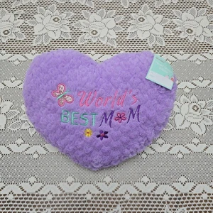 Neu mit Etikett lila herzförmiges Dekokissen Weltbeste Mutter Plüsch Muttertag  - Bild 1 von 8