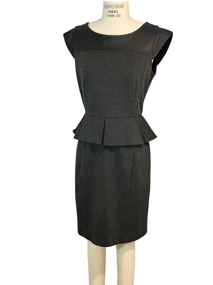 Vestido Vaina Cynthia Steffe - 100% Piel de Cordero Borde Peplum Elástico Talla 8 Foto 1 de 4