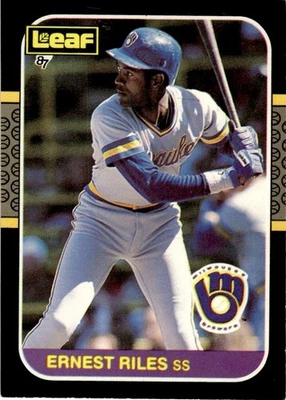 1987 Leaf Ernest Riles Milwaukee Brewers #66 - Image 1 of 2