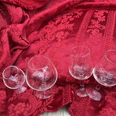 GLASS x 4.    2 x Martell 1715 Brandy Pedestal Snifter & 2 Brandy globes - Image 1 of 4