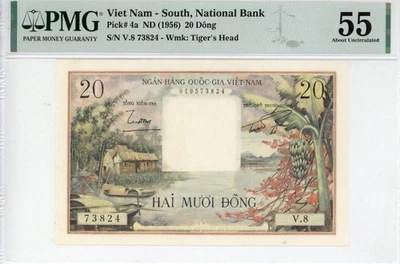 Billete de 20 Dong de Vietnam del Sur 1956 PMG 55 AU Foto 1 de 4