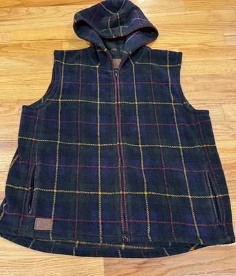 Chaleco con Capucha de Vellón a Cuadros Vintage Y2K Lauren Ralph Lauren Talla XL-PREPARADO Foto 1 de 4