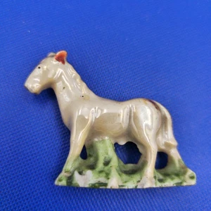 Vintage Japan Ceramic Horse Figurine Miniature Mid Century Glazed - Muzzle Broke - Picture 1 of 7