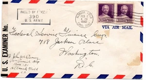 US Kanalzone 1942 Brief nach US Albrook Field, Kanalzone cxl + zwei Army Zensoren - Bild 1 von 2