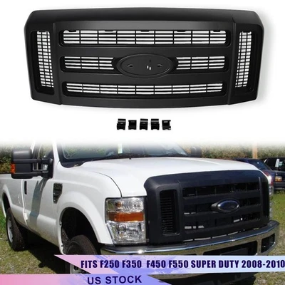 For 2008-10 Ford F250 F350 F450 F550 Super Duty XLT Matte Black Grille Assembly - Imagem 1 de 4
