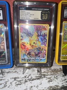 Pokemon CGC GRADE 10 PISTINE BLACK LABEL Pikachu Crown Zenith S&S Sword & Shield - Picture 1 of 2