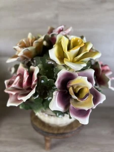 Centro de mesa floral Capodimonte hecho en Italia maceta de porcelana grande pesada! - Imagen 1 de 18