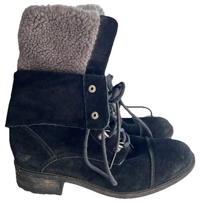 Botas de combate UGG Gradin negras de gamuza de cuero gris piel de oveja plegables - 8 Foto 1 de 4