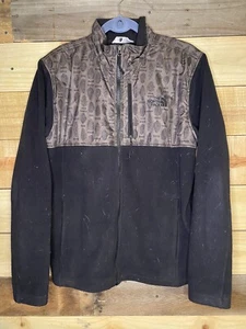 The North Face Fleece Zip Up Jacket Black/Pine Cone Design Mens Medium - Picture 1 of 11