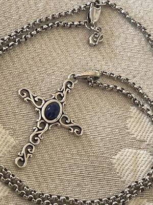 Pingente cruz de prata esterlina com corrente Carolyn Pollack pedra preciosa - Imagem 1 de 4